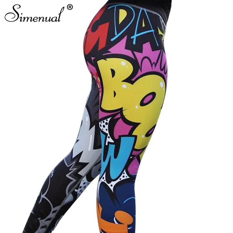 Simenual Funny print harajuku fitness legging female pants 2018 bodybuilding jeggings athleisure sportswear leggings women sale