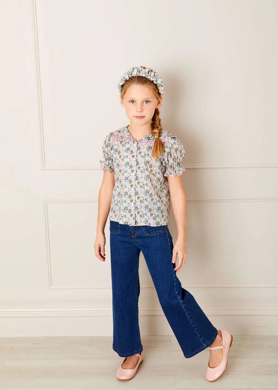 Soft Denim Wide Leg Trousers in Denim (3-10yrs)