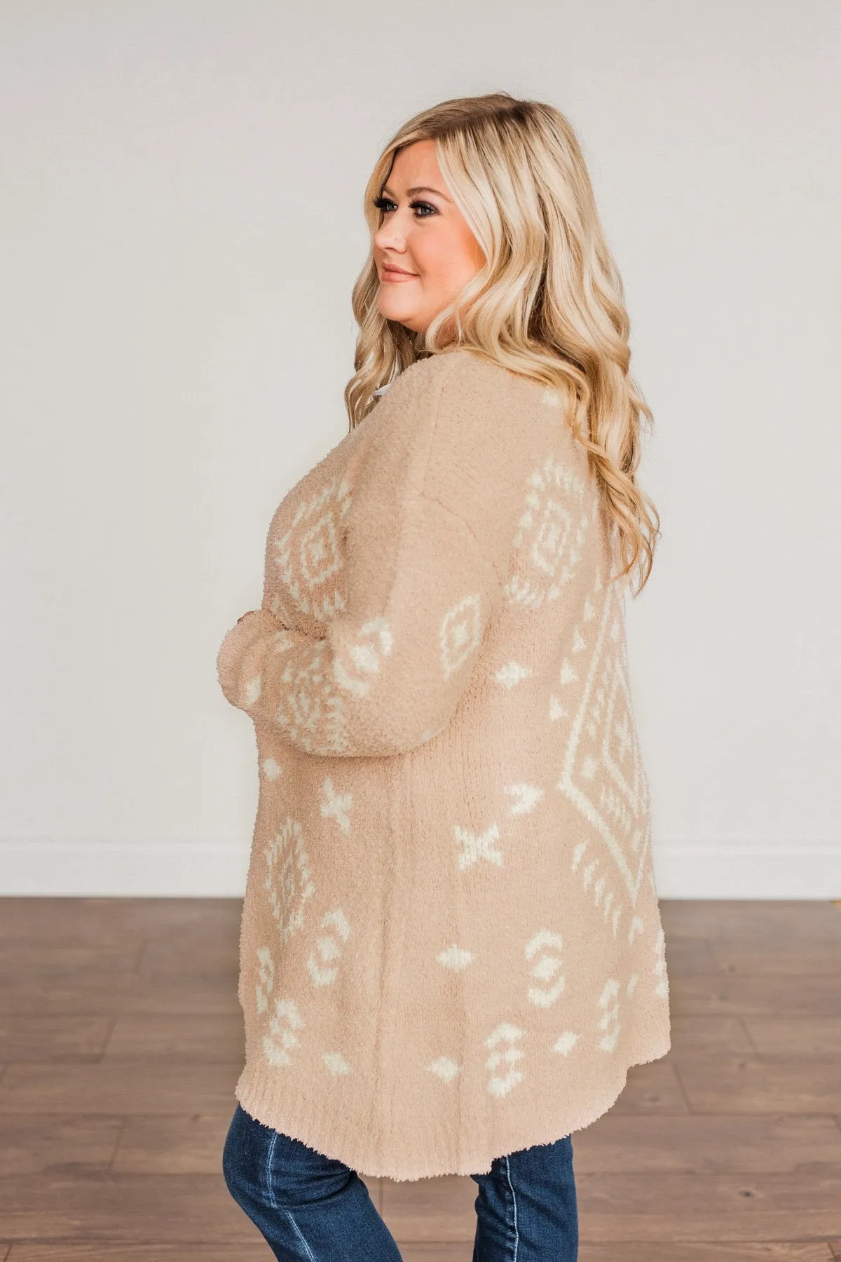 Stay Humble Aztec Knit Cardigan- Beige & Ivory