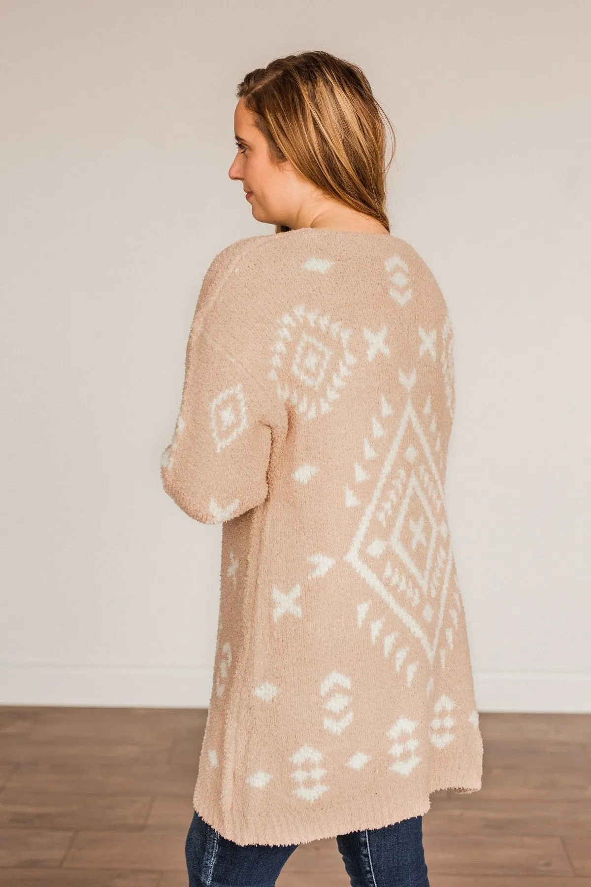 Stay Humble Aztec Knit Cardigan- Beige & Ivory