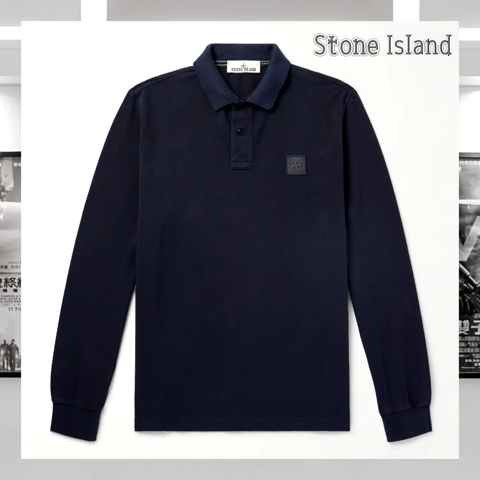 STONE ISLAND  |Long Sleeves Plain Cotton Front Button Polos