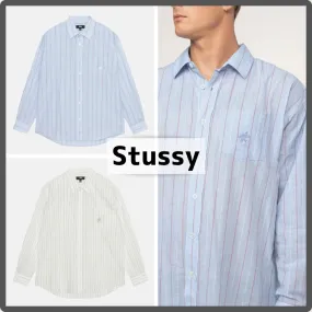 STUSSY  |Stripes Unisex Street Style Long Sleeves Cotton Logo