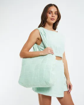 Subtitled Ashby Terry Towelling Tote Bag Sage Green