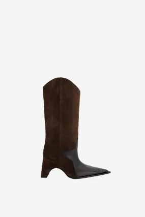 Suede Star Cut-Out Bridge Cowboy Boot