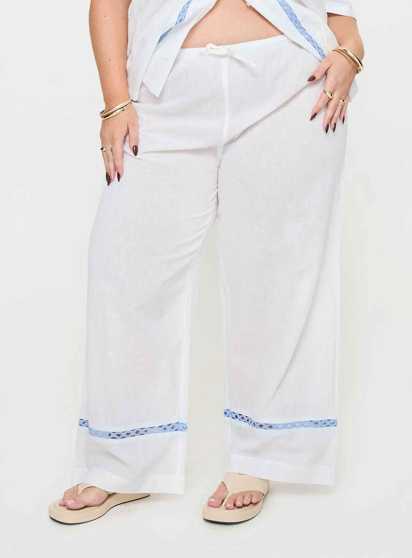 Sun Time Pants White / Blue Curve