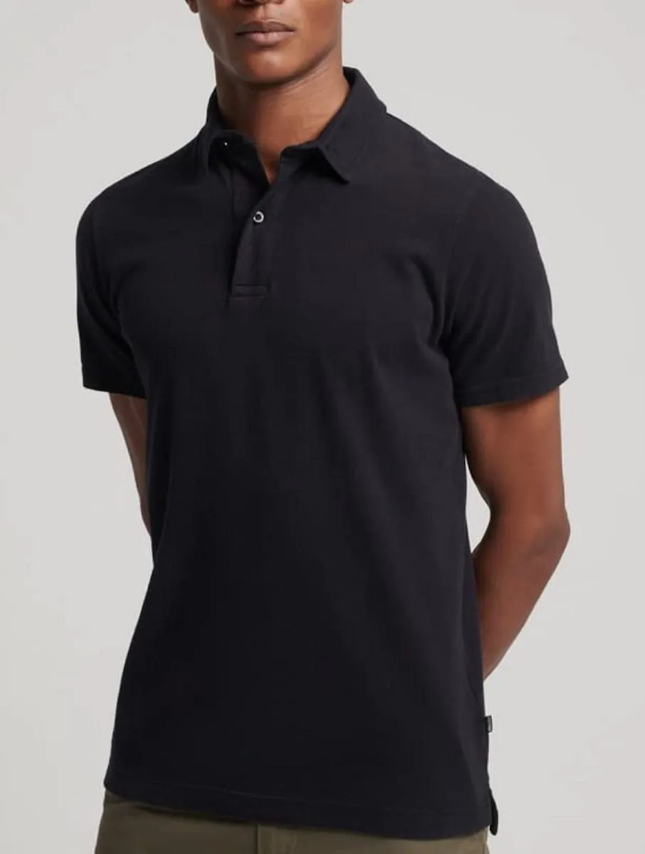 Superdry Studios Plain Jersey Polo Shirt Black