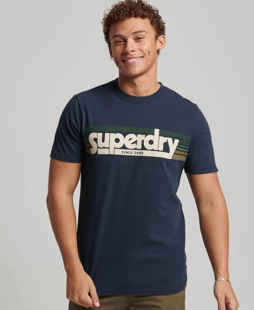 Superdry Terrain Stripped Crew Neck T-Shirt Eclipse Navy