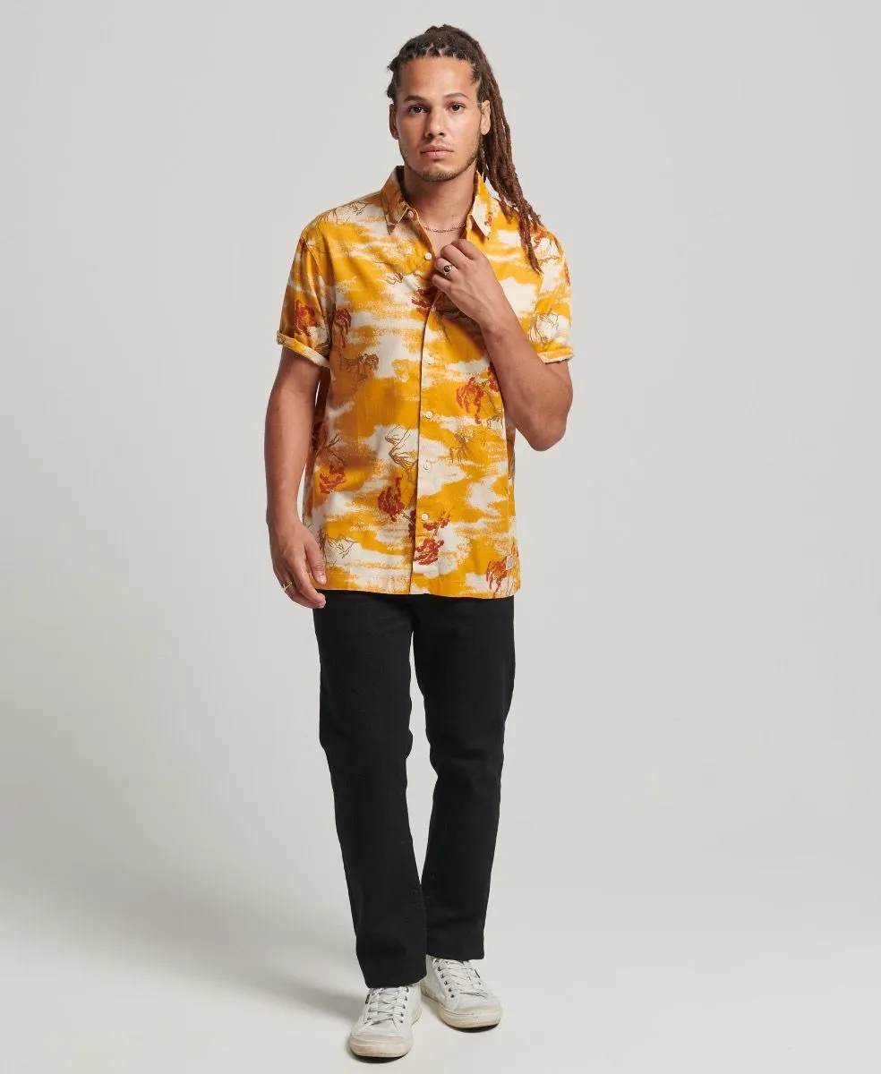 Superdry Vintage Hawaiian Short Sleeve Shirt Yellow Clouds