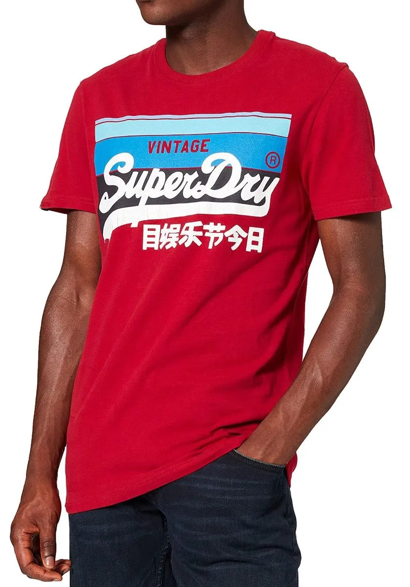 Superdry Vintage Logo Cali Stripe Crew Neck T-Shirt Chilli