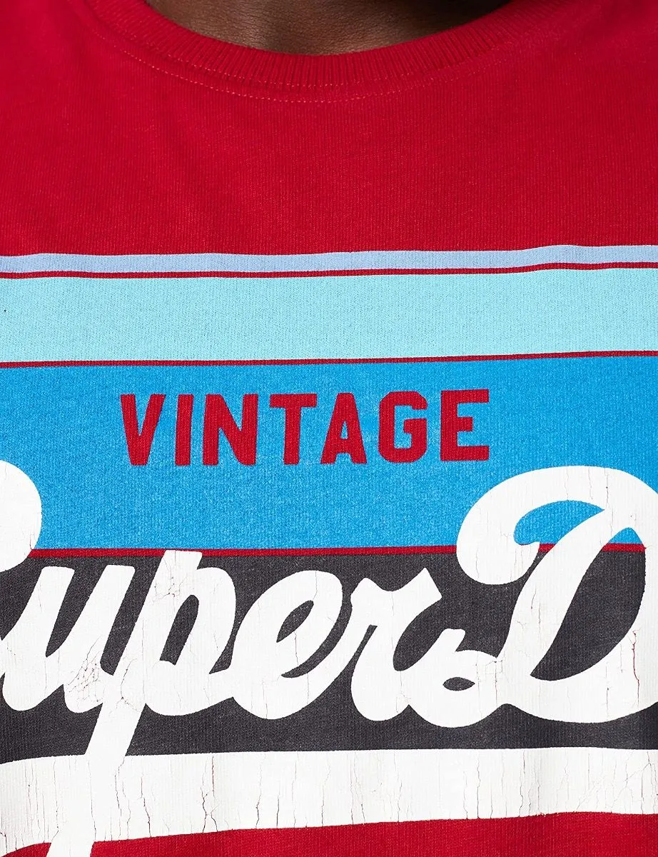 Superdry Vintage Logo Cali Stripe Crew Neck T-Shirt Chilli