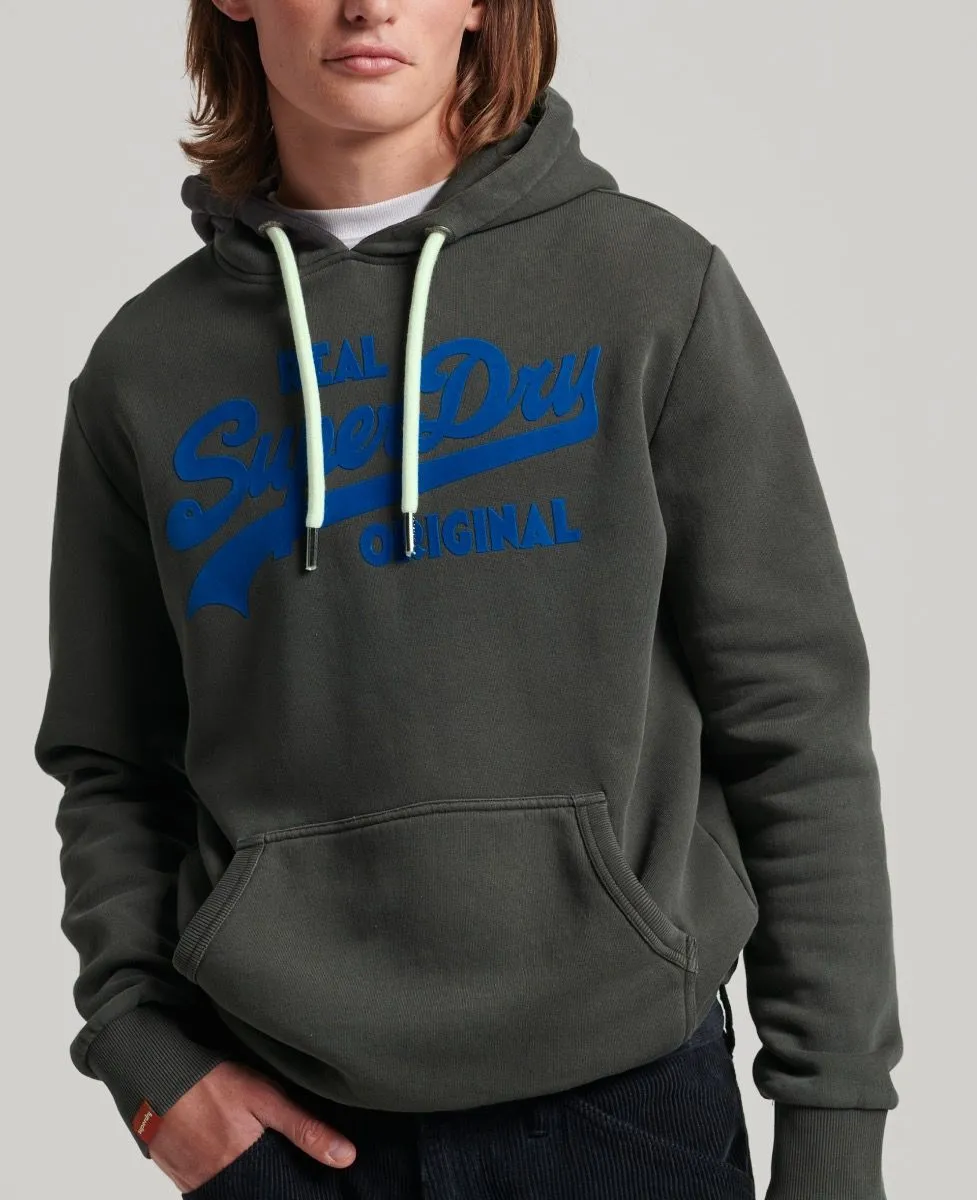 Superdry Vintage Neon Logo Hooded Sweatshirts Carbon