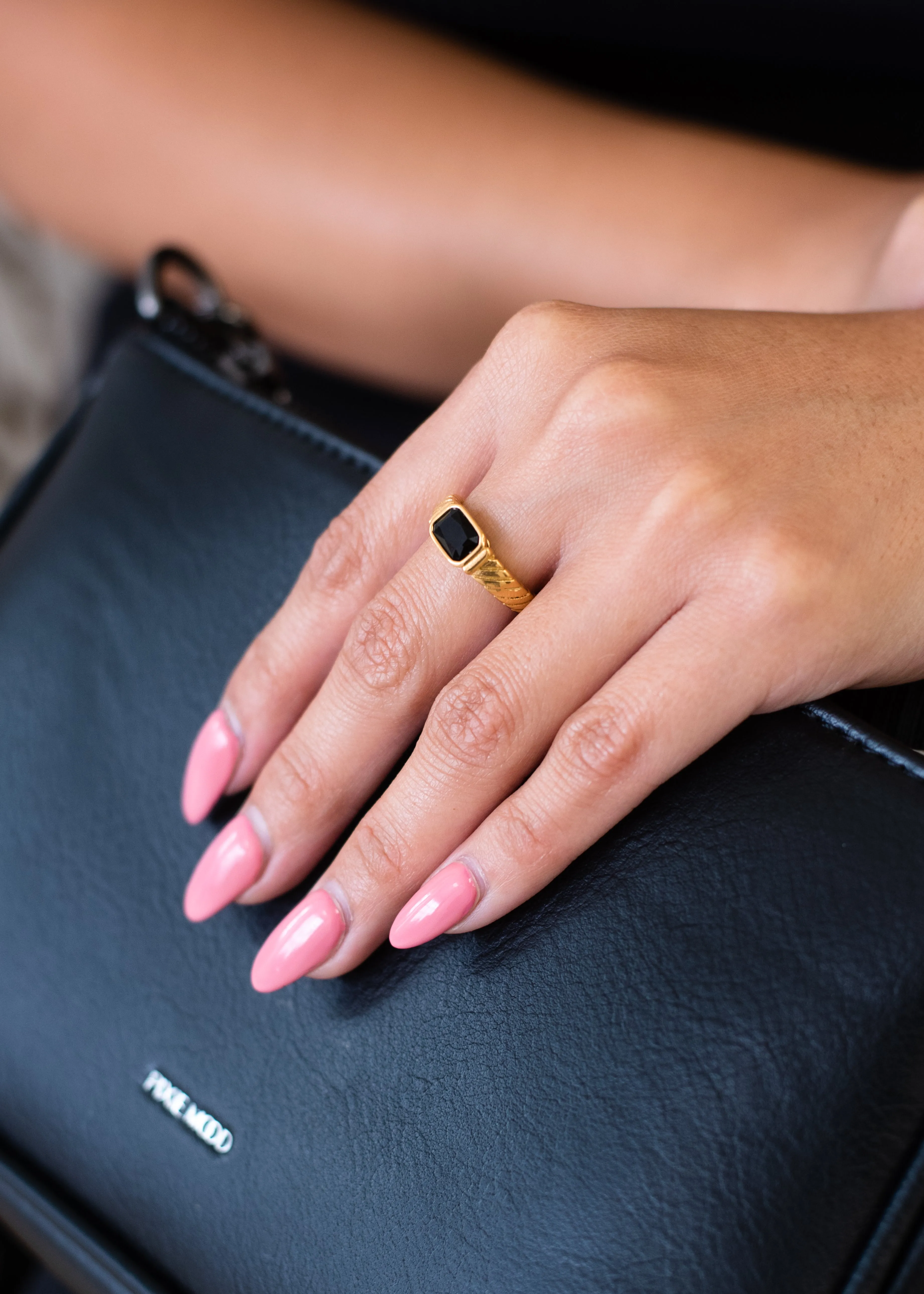 The Black Twisted Stone Ring