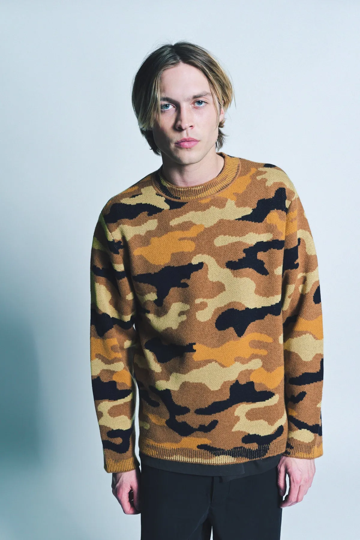 THE ELDER STATESMAN | CAMO CREWNECK SWEATER