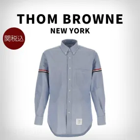 THOM BROWNE  |Long Sleeves Cotton Front Button Designers Shirts