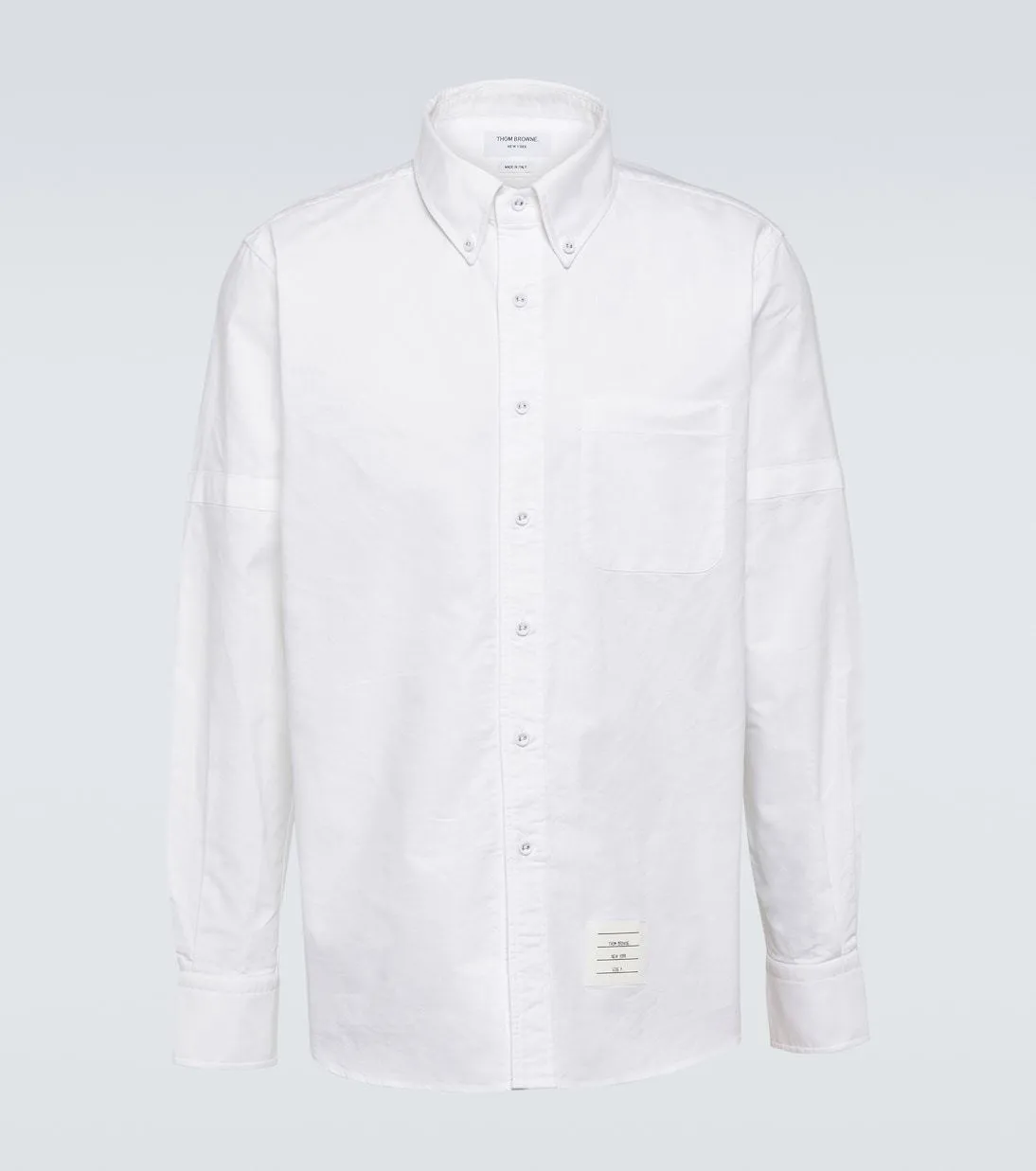 THOM BROWNE  |Long Sleeves Plain Cotton Logo Designers Shirts