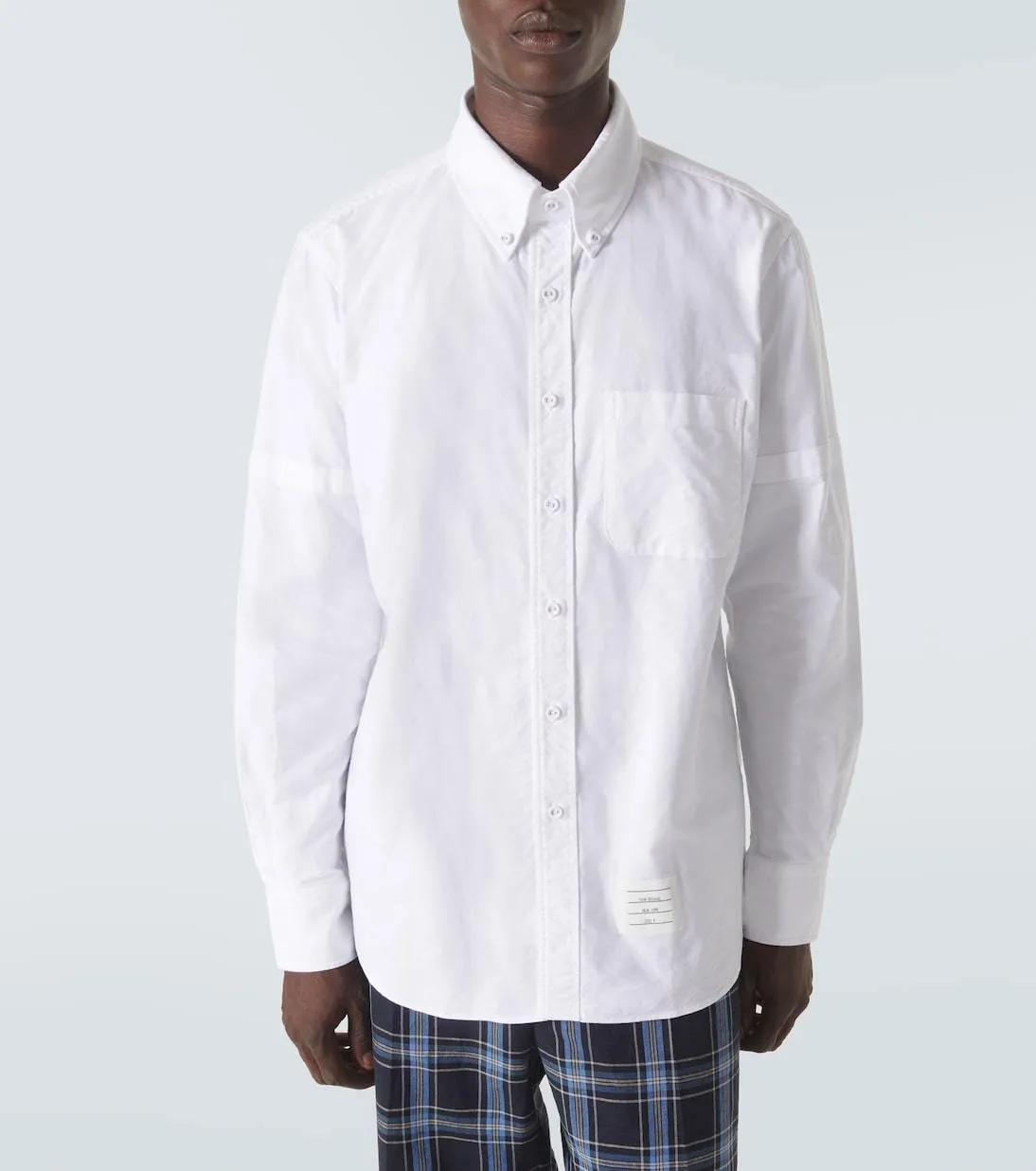 THOM BROWNE  |Long Sleeves Plain Cotton Logo Designers Shirts