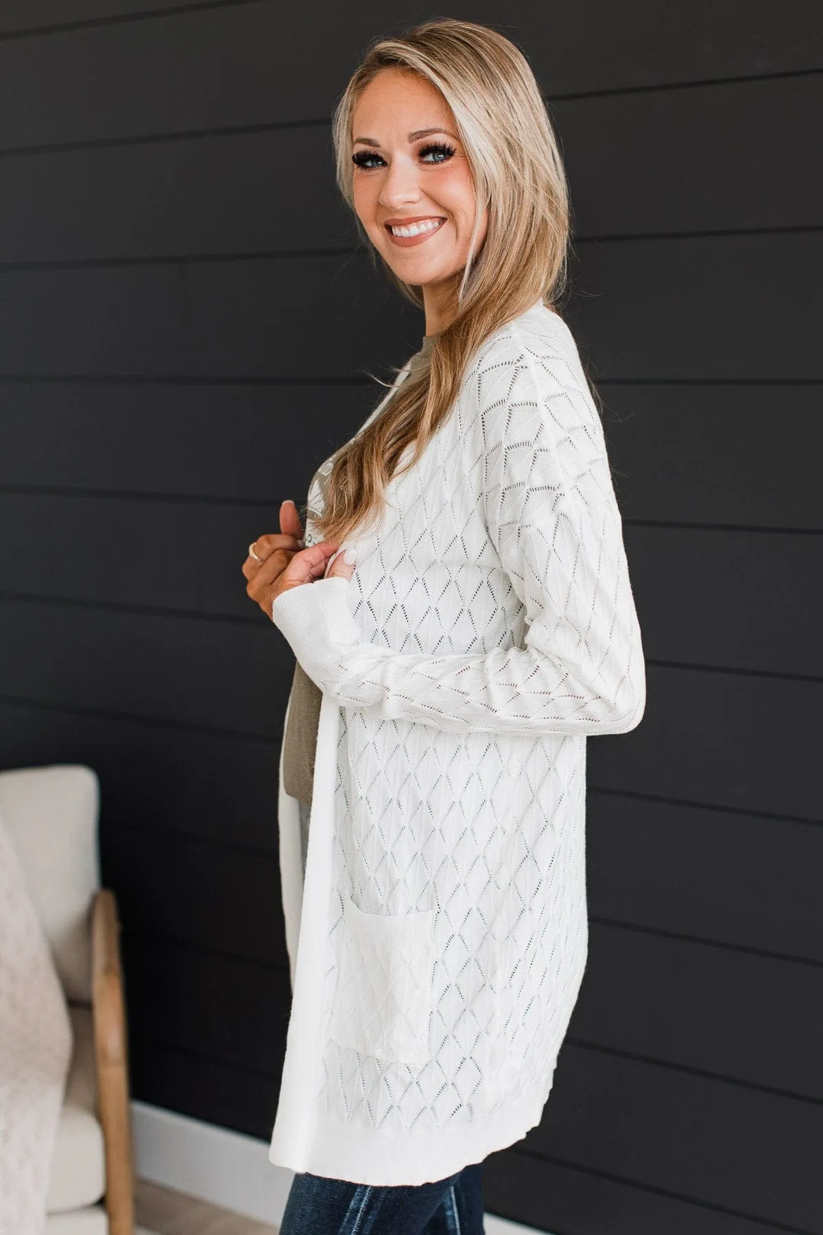 Time Stands Still Knit Cardigan- Off-White