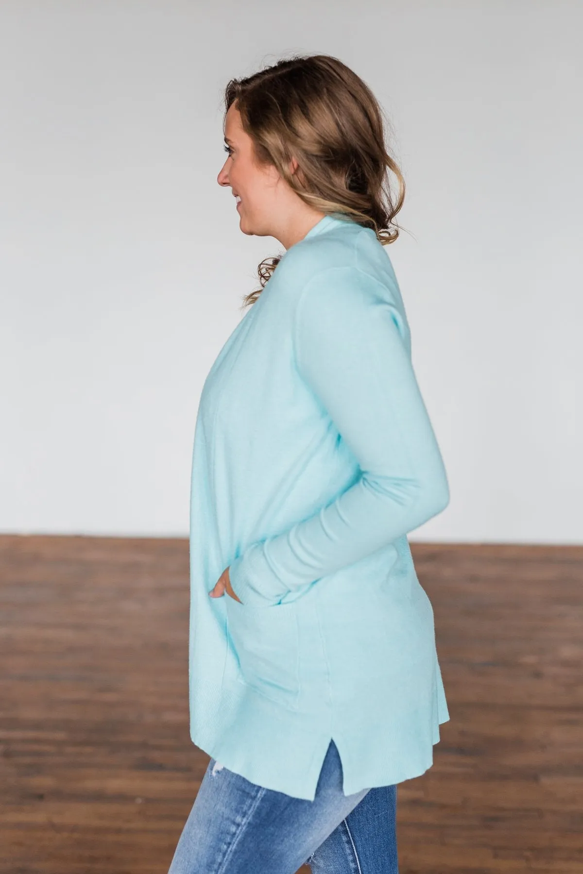 Time To Be Alive Drape Cardigan- Blue