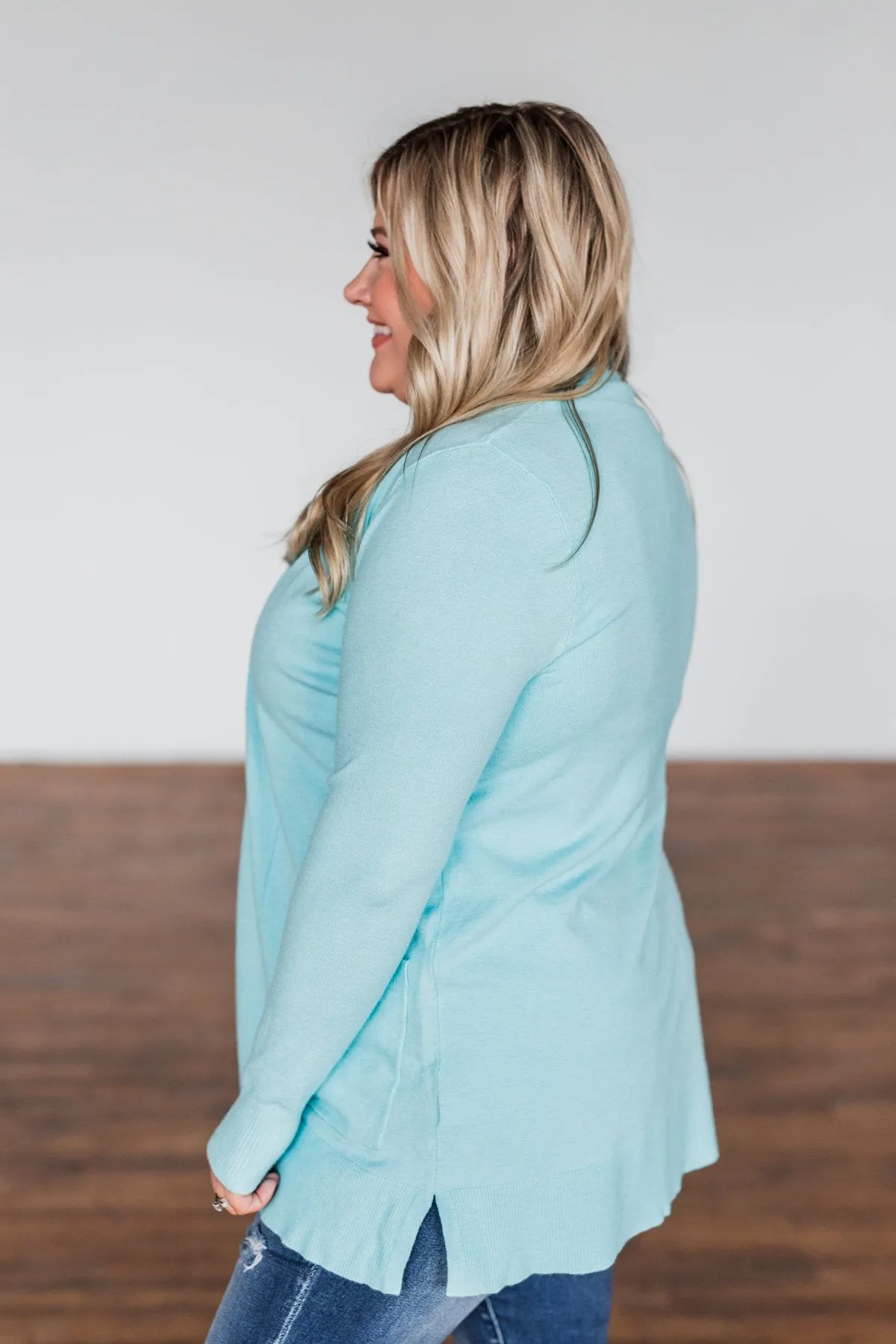 Time To Be Alive Drape Cardigan- Blue