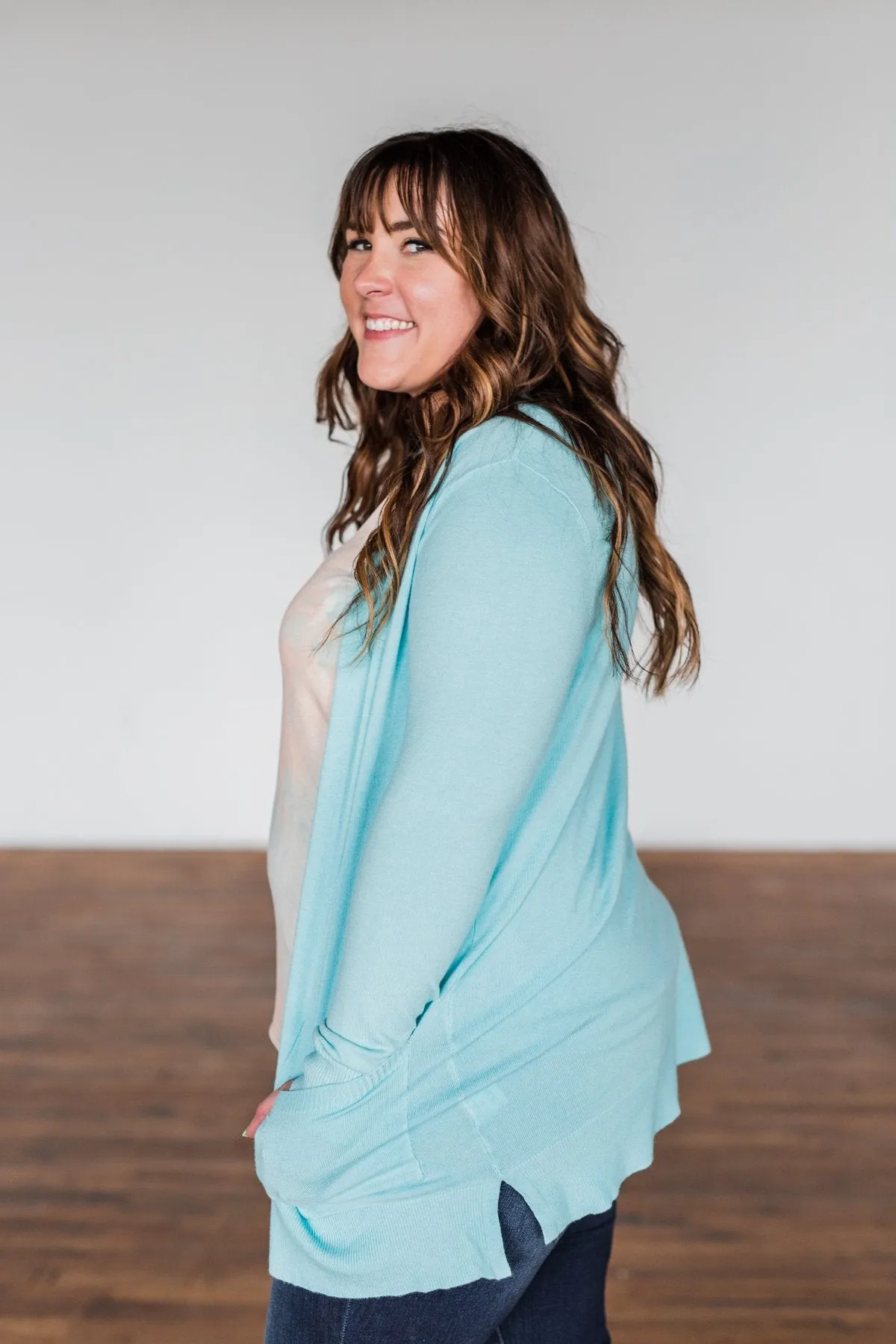 Time To Be Alive Drape Cardigan- Blue