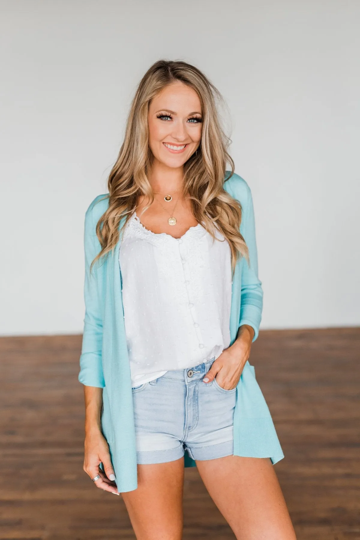 Time To Be Alive Drape Cardigan- Blue