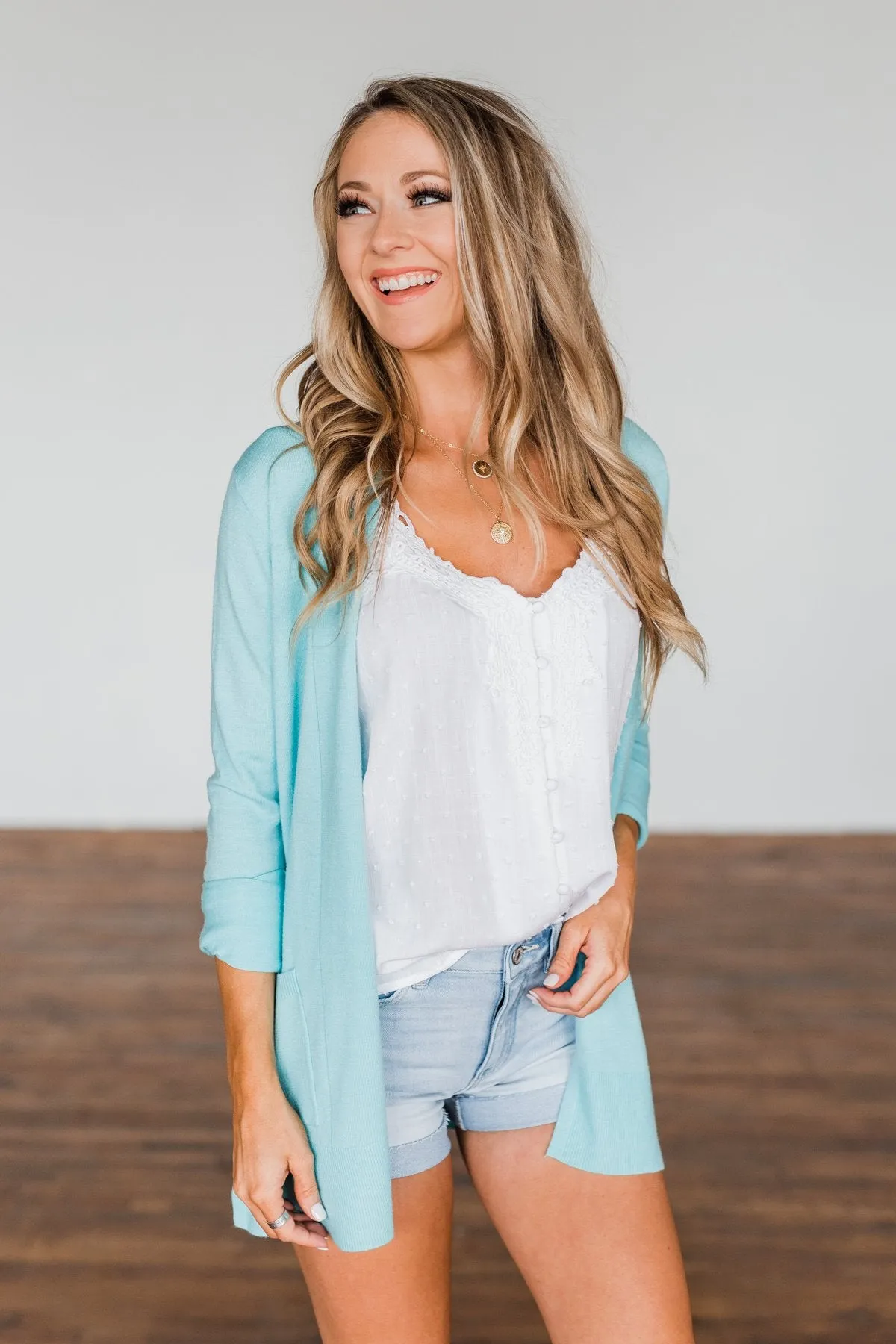 Time To Be Alive Drape Cardigan- Blue