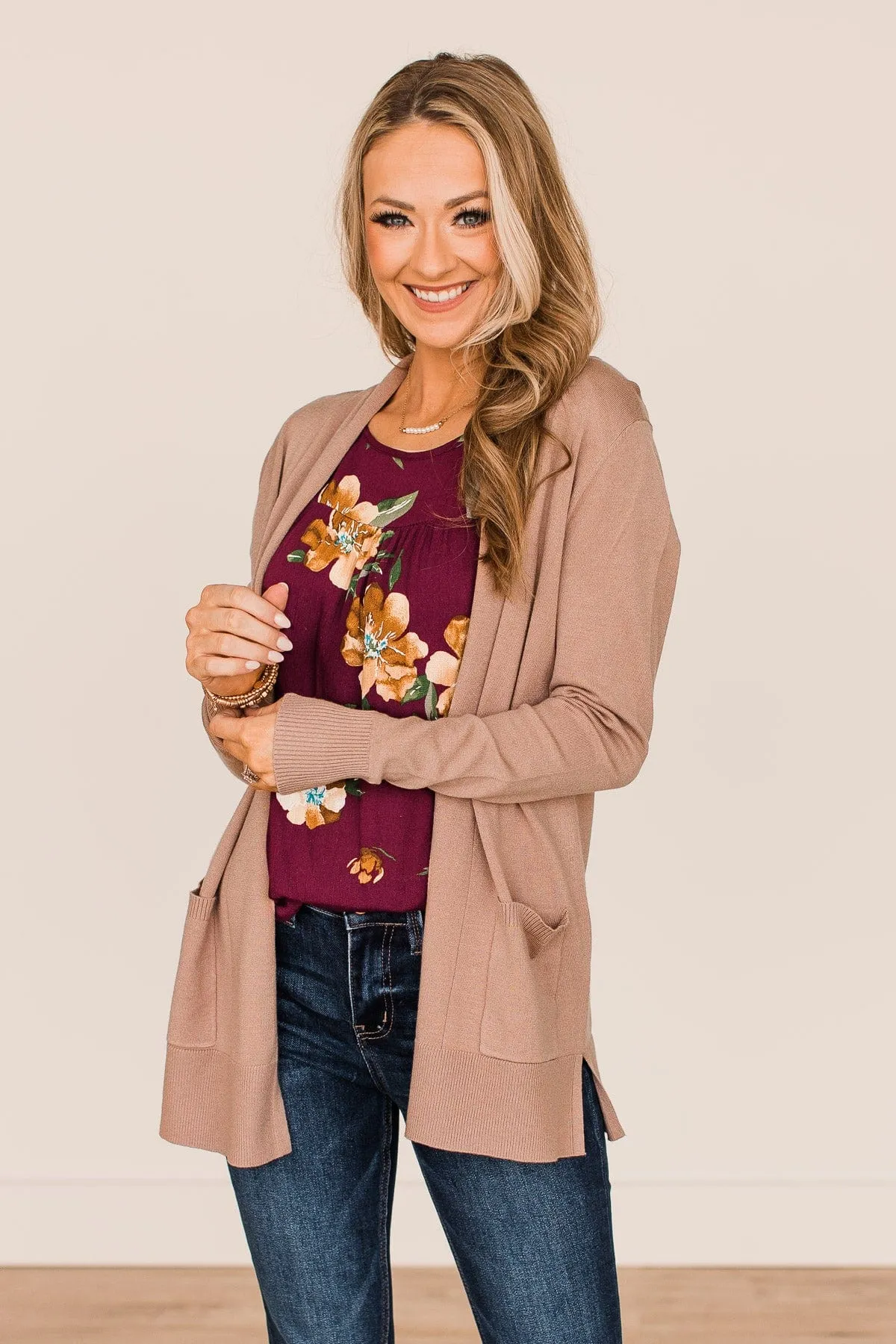 Time To Be Alive Drape Cardigan- Light Mocha