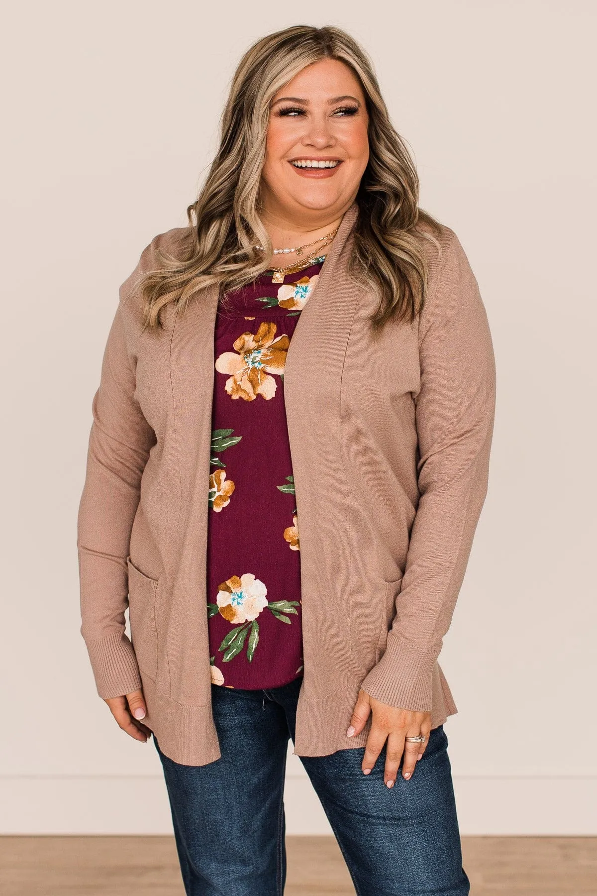 Time To Be Alive Drape Cardigan- Light Mocha