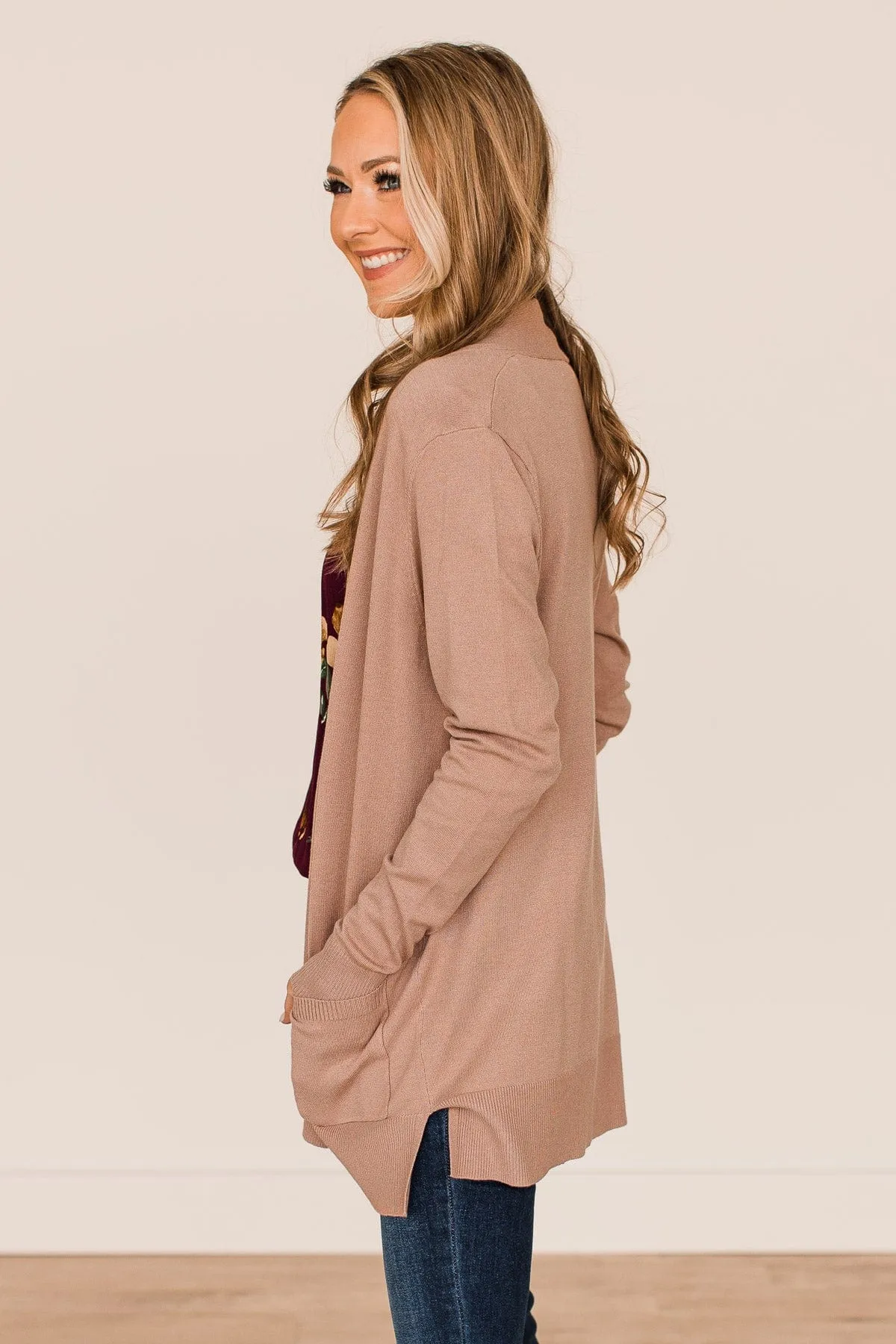 Time To Be Alive Drape Cardigan- Light Mocha