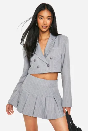 Tonal Pinstripe Cropped Blazer