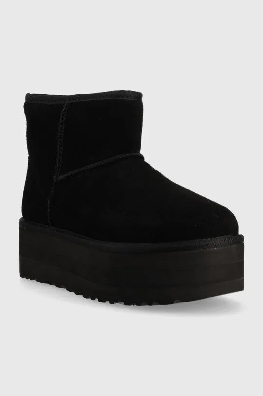 UGG leather snow boots W Classic Mini Platform black color