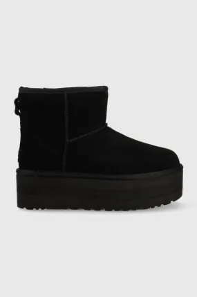 UGG leather snow boots W Classic Mini Platform black color