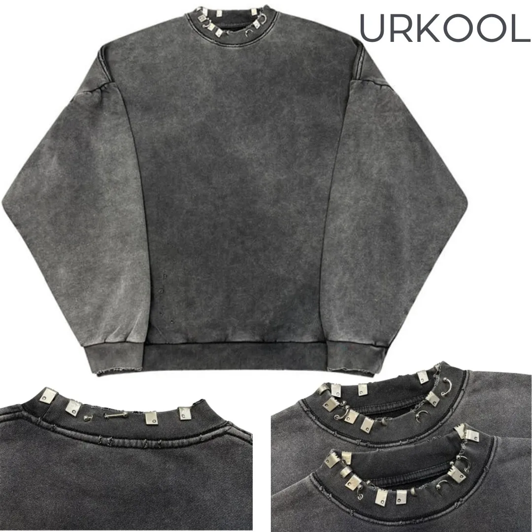 URKOOL  |Pullovers Unisex Blended Fabrics Street Style U-Neck