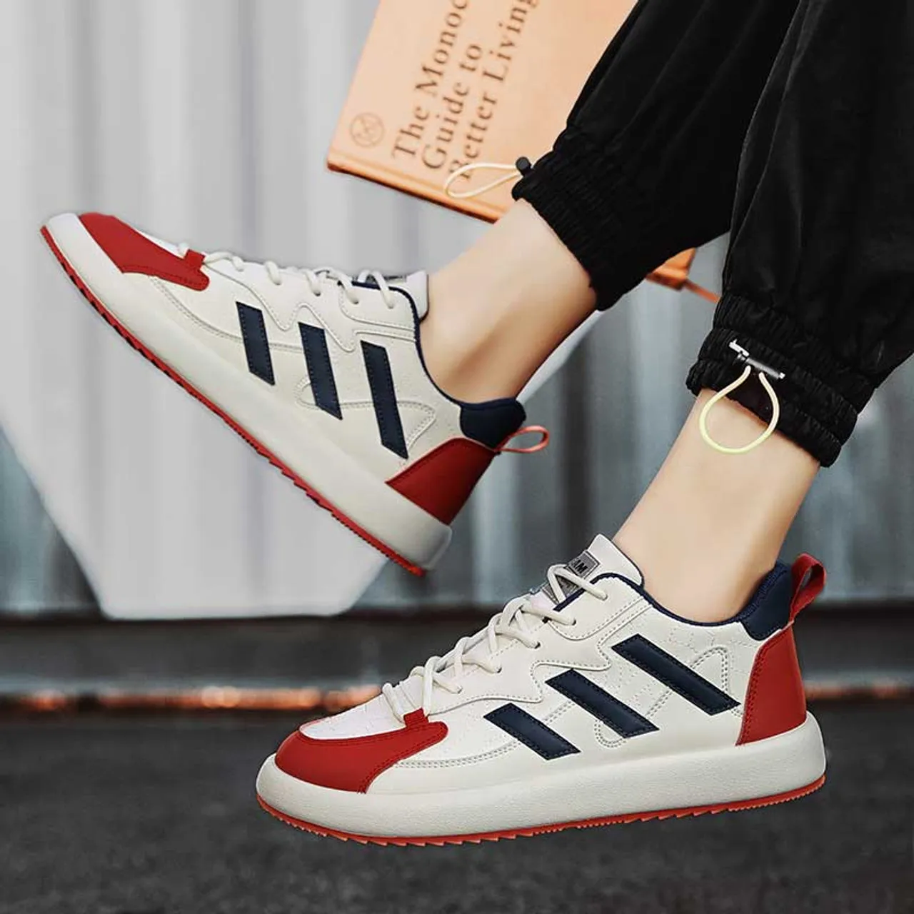 White red stripe label pattern shoe sneaker 2436