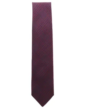 Wine and Navy Motif Silk and Wool Tie