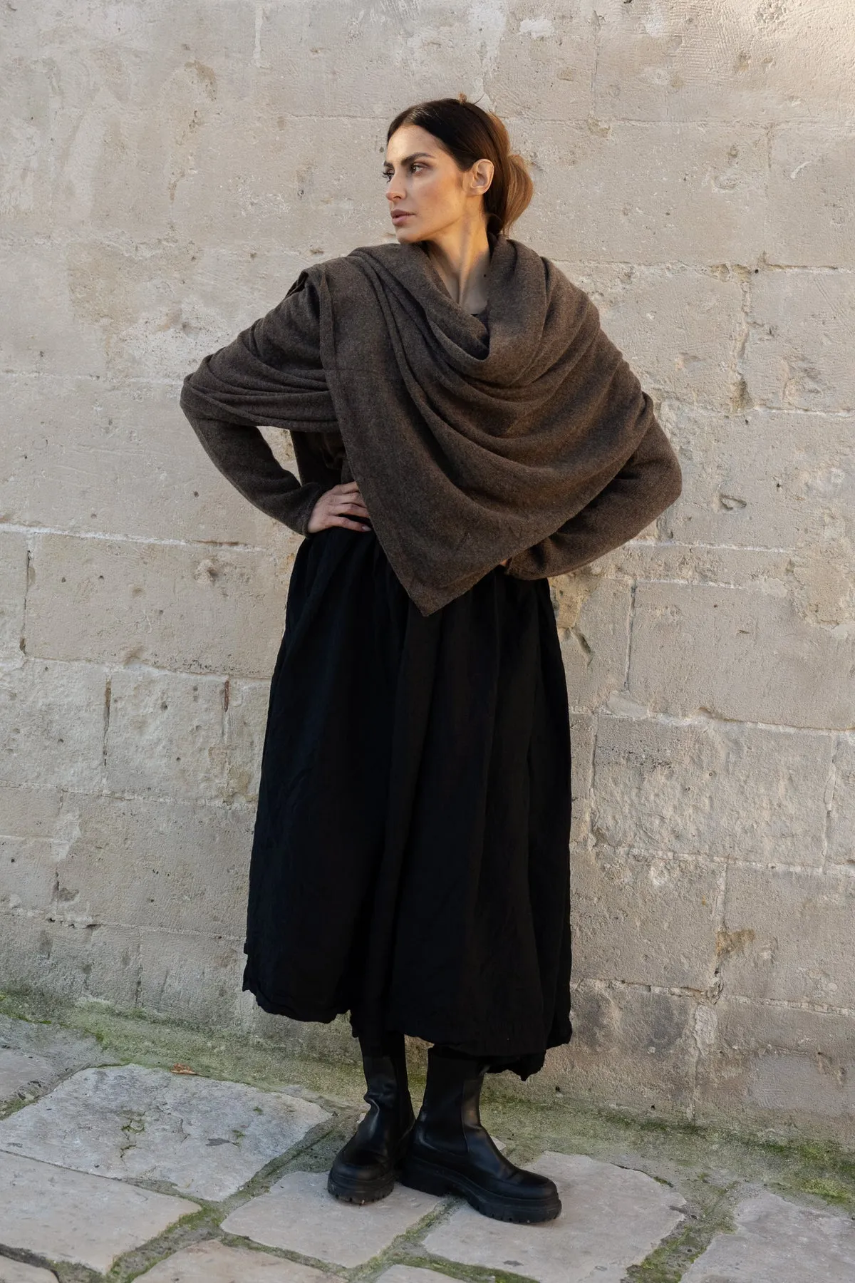 WINSTON SHAWL WOOL - BROWN