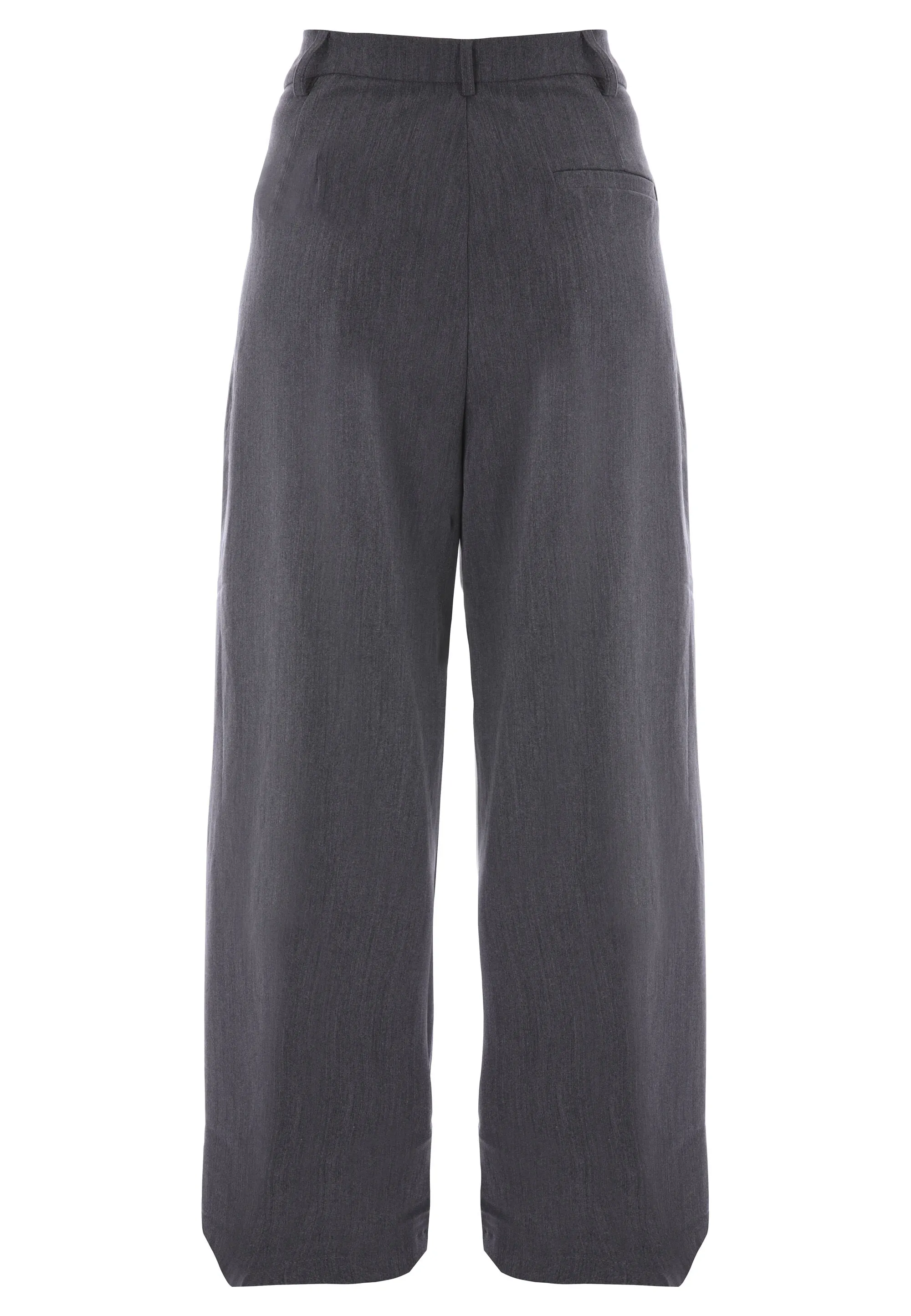 Womens Grey Wide Leg  Front Pleat Trousers