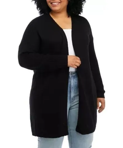 Wonderly Women's Plus Size Long Sleeve Drop Shoulder Open Front Cardigan