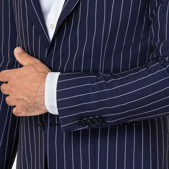 WOOL SUIT PINSTRIPE Man Blue