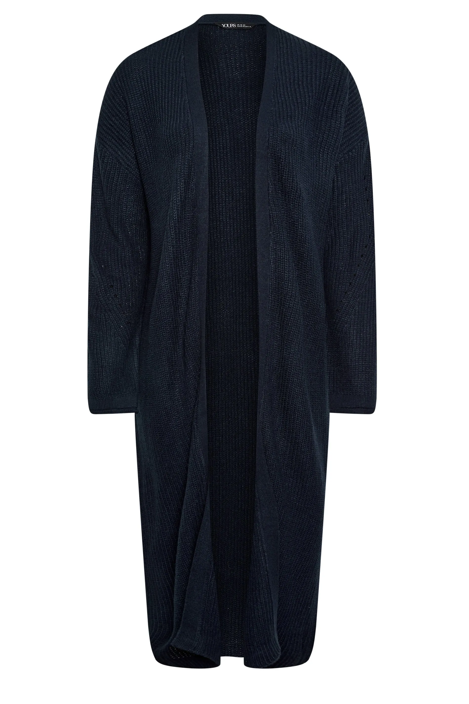 YOURS Curve Navy Blue Knitted Maxi Cardigan