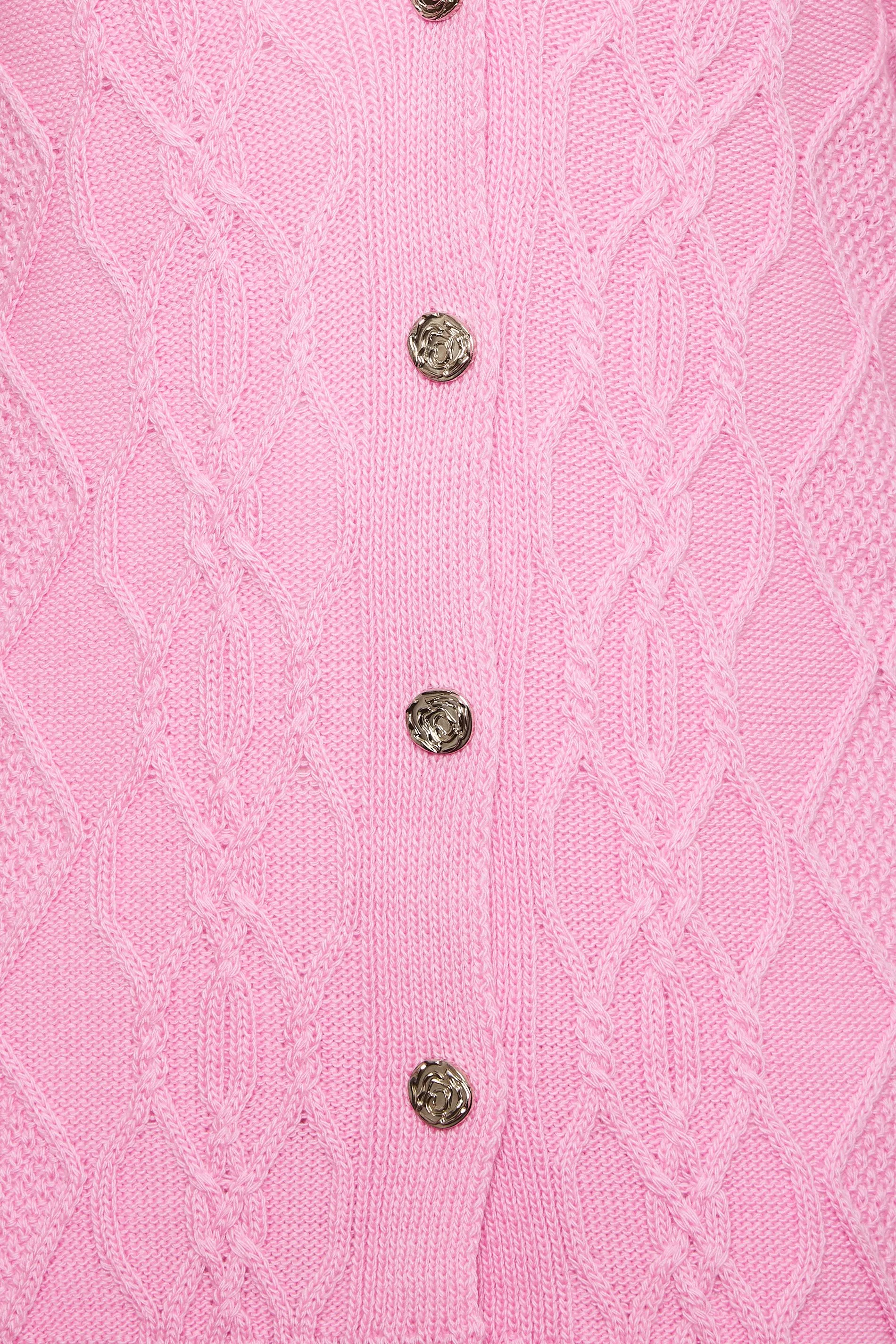 YOURS Curve Pink Knitted Button Through Cardigan