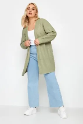 YOURS Curve Sage Green Essential Knitted Cardigan