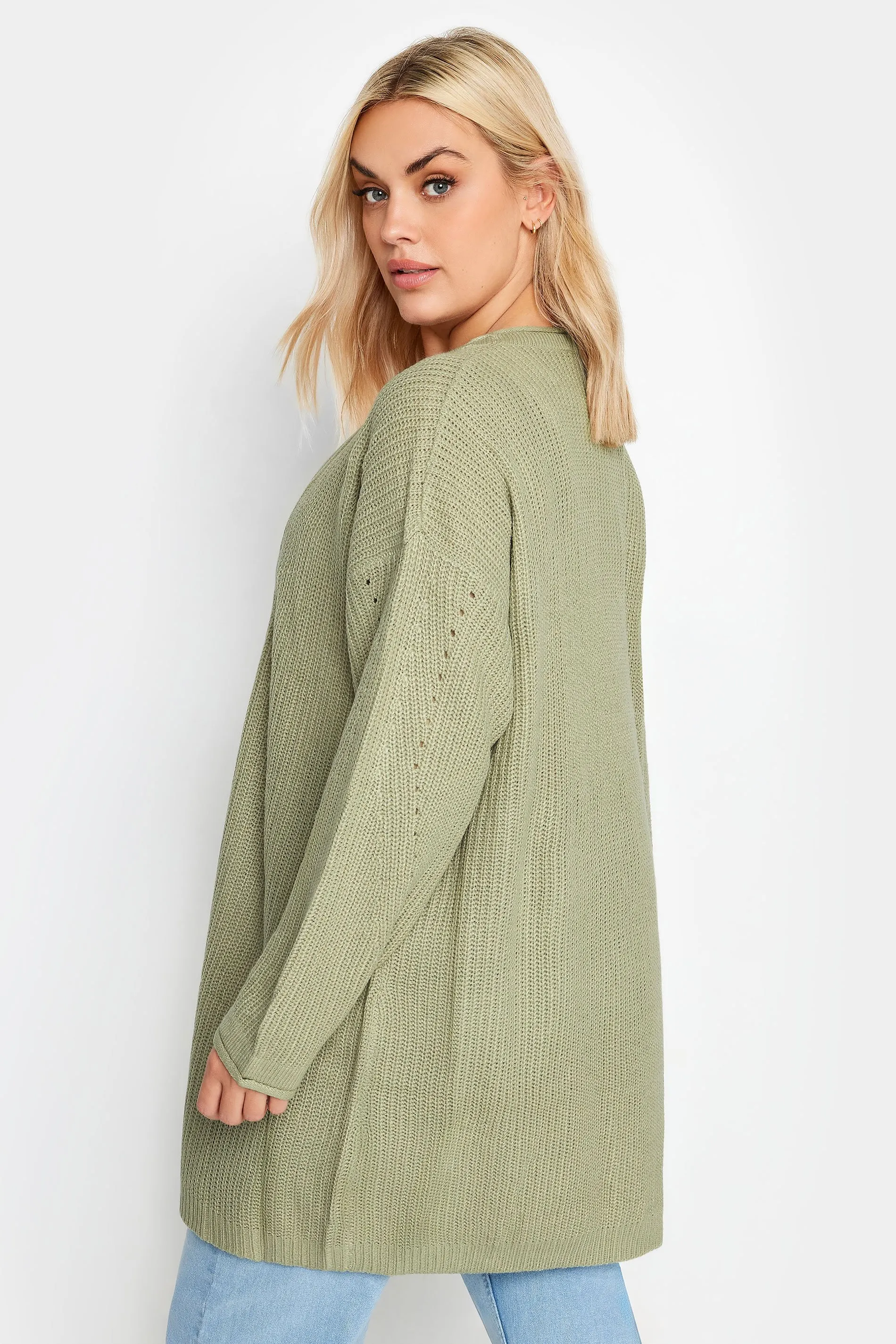 YOURS Curve Sage Green Essential Knitted Cardigan