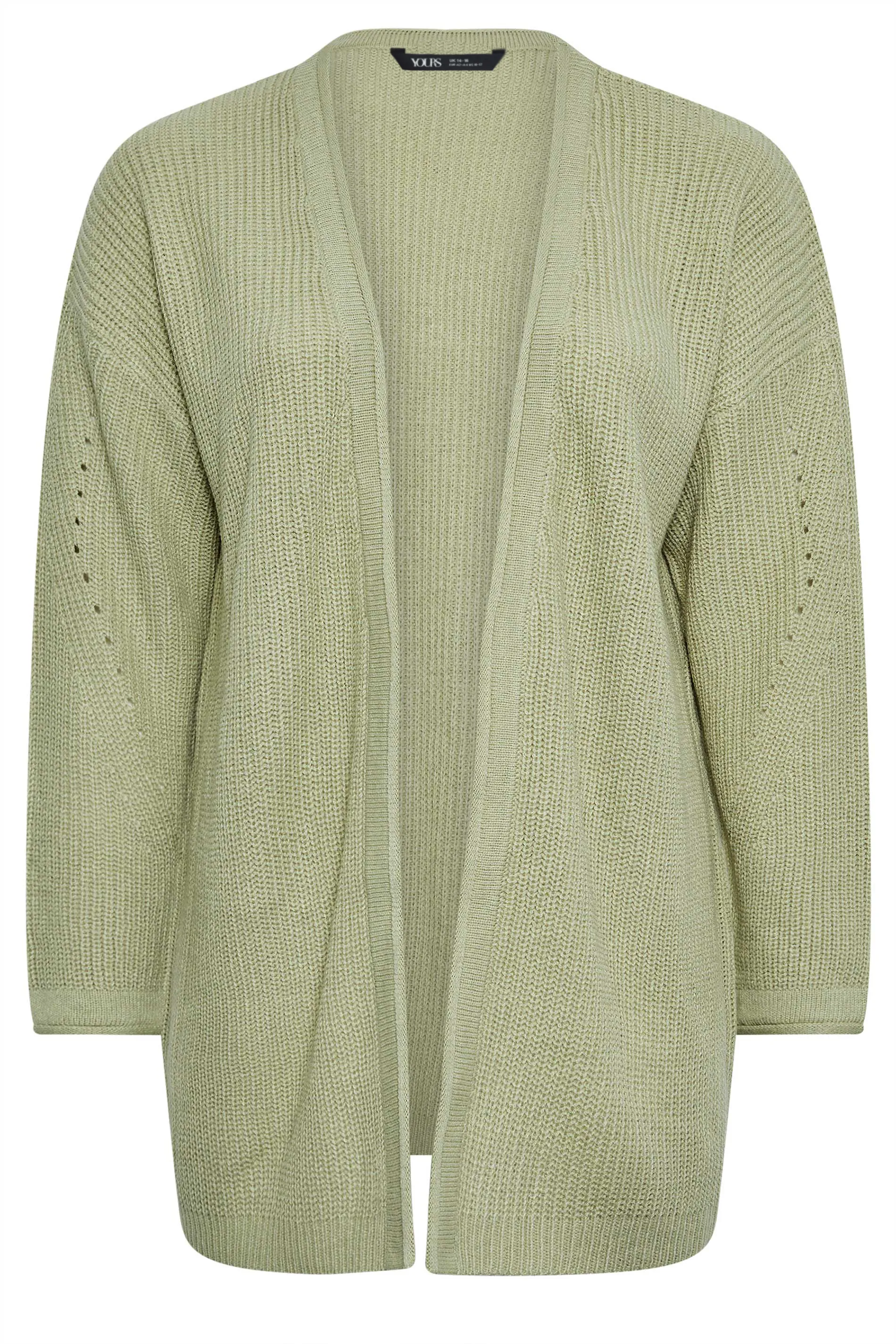 YOURS Curve Sage Green Essential Knitted Cardigan