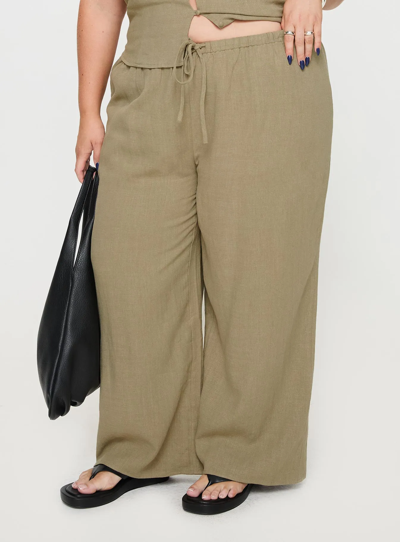 Zodiac Linen Blend Pants Olive Curve