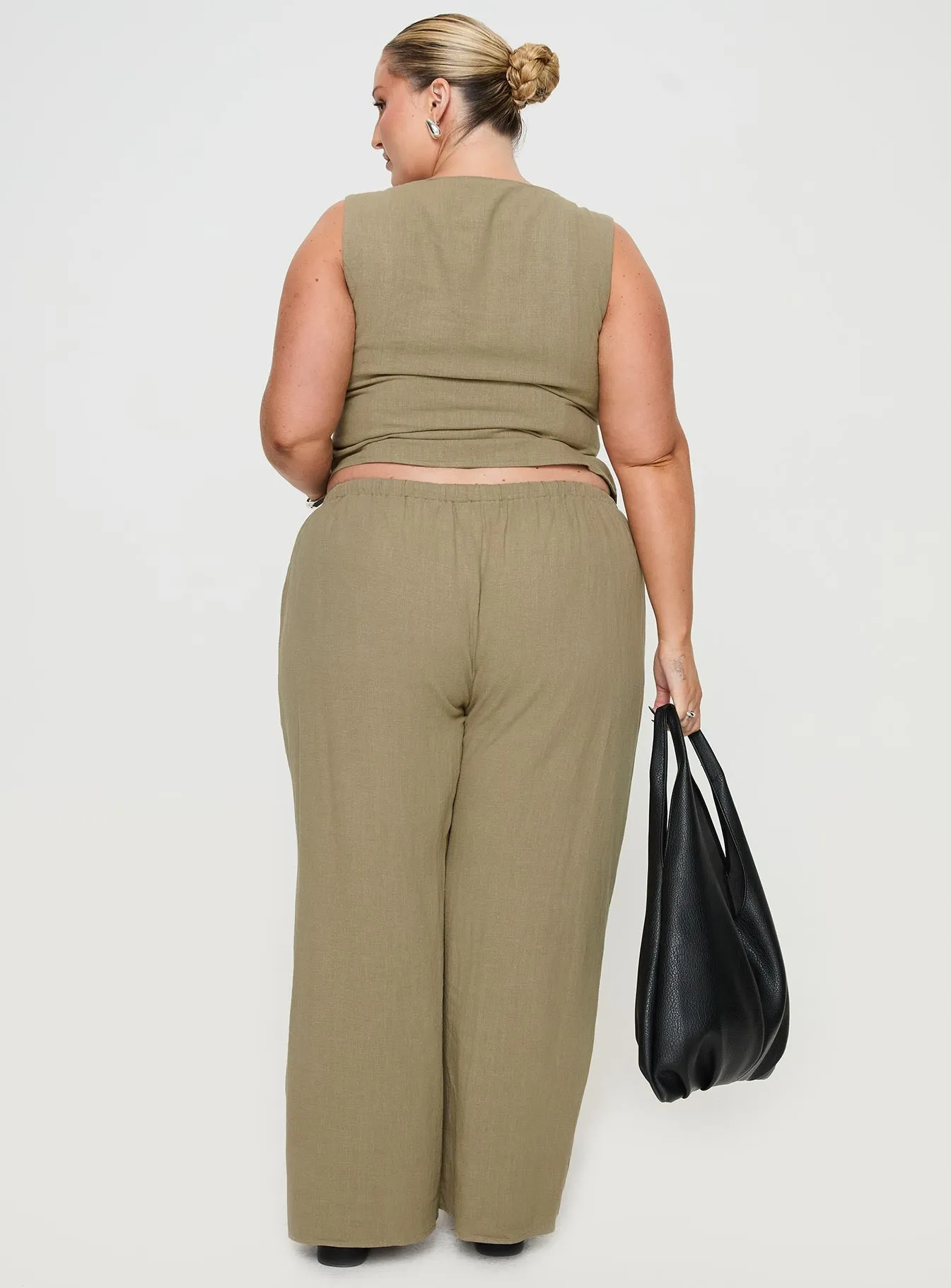 Zodiac Linen Blend Pants Olive Curve